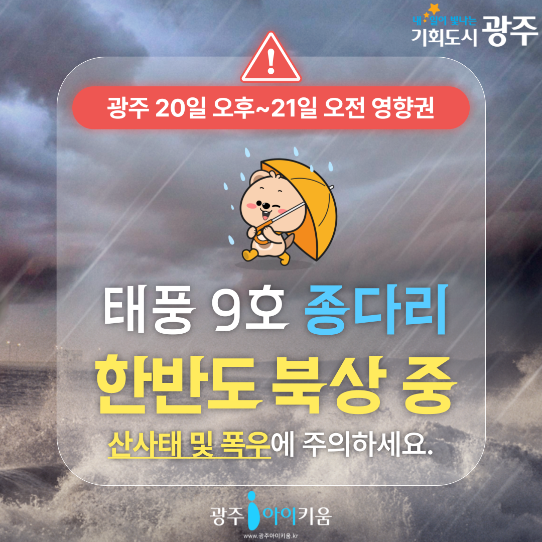 태풍 9호 종다리 한반도 북상 중! 